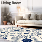 Folk Inspired Sunburst Floral Pattern Rug