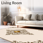 Elegant Brown Swirl Diamond Pattern Rug
