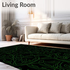 Vibrant Green Leafy Vine Pattern Rug