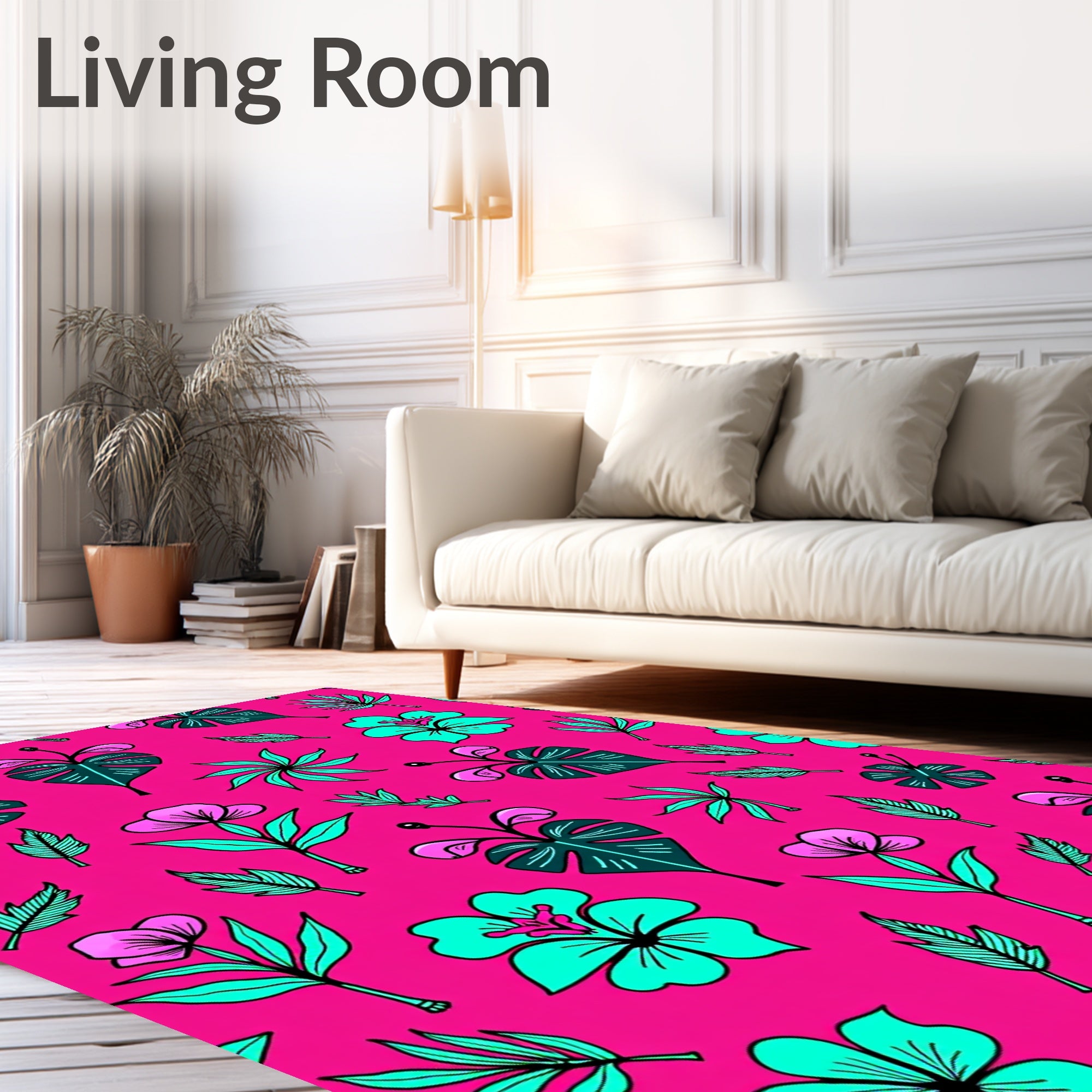 Tropical Bloom Leaf Pattern Rug