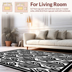 Black and White Floral Art Deco Rug