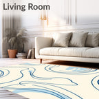 Blue Flowing Lines Organic Pattern Rug
