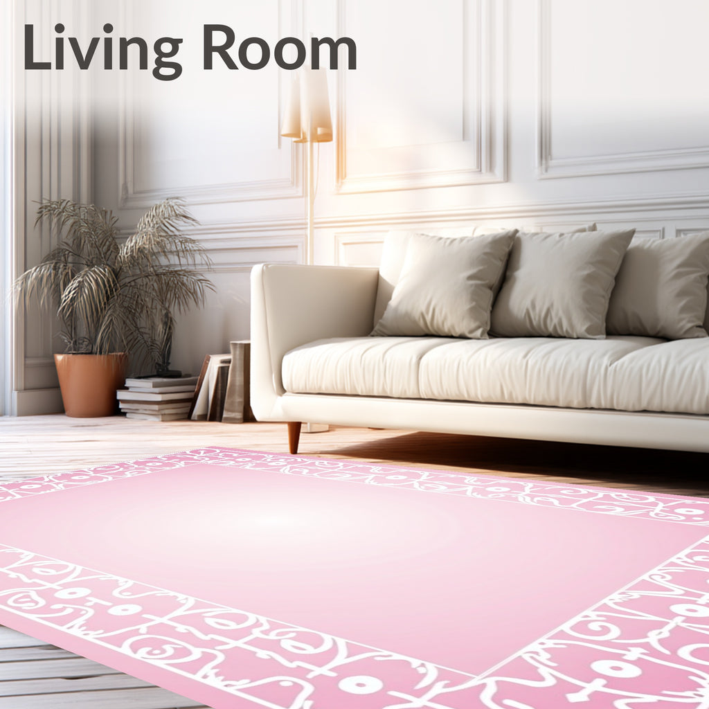 Ornate White Floral Motif Rug