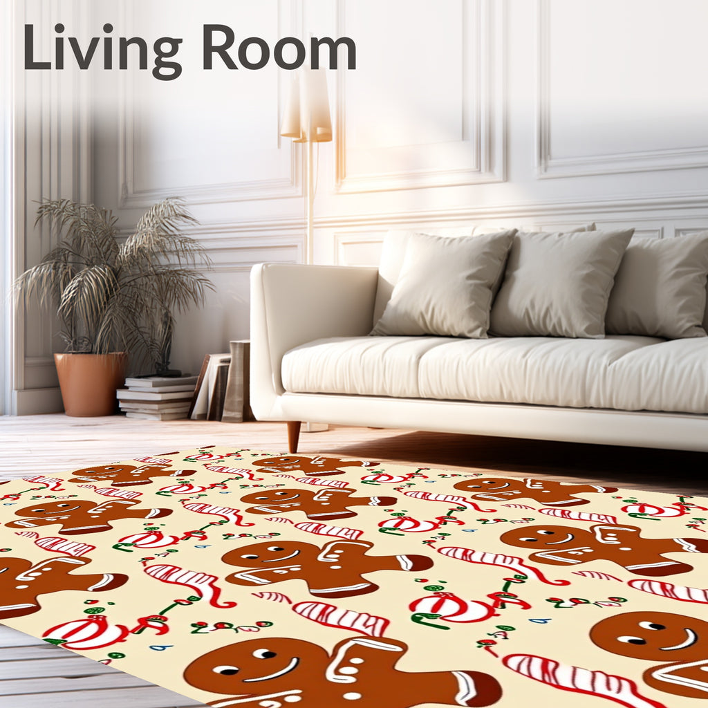 Whimsical Gingerbread Man Holiday Pattern Rug