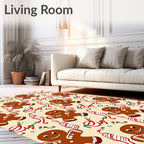 Whimsical Gingerbread Man Holiday Pattern Rug