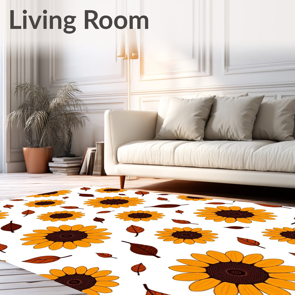 Golden Sunflower Pattern Design Rug