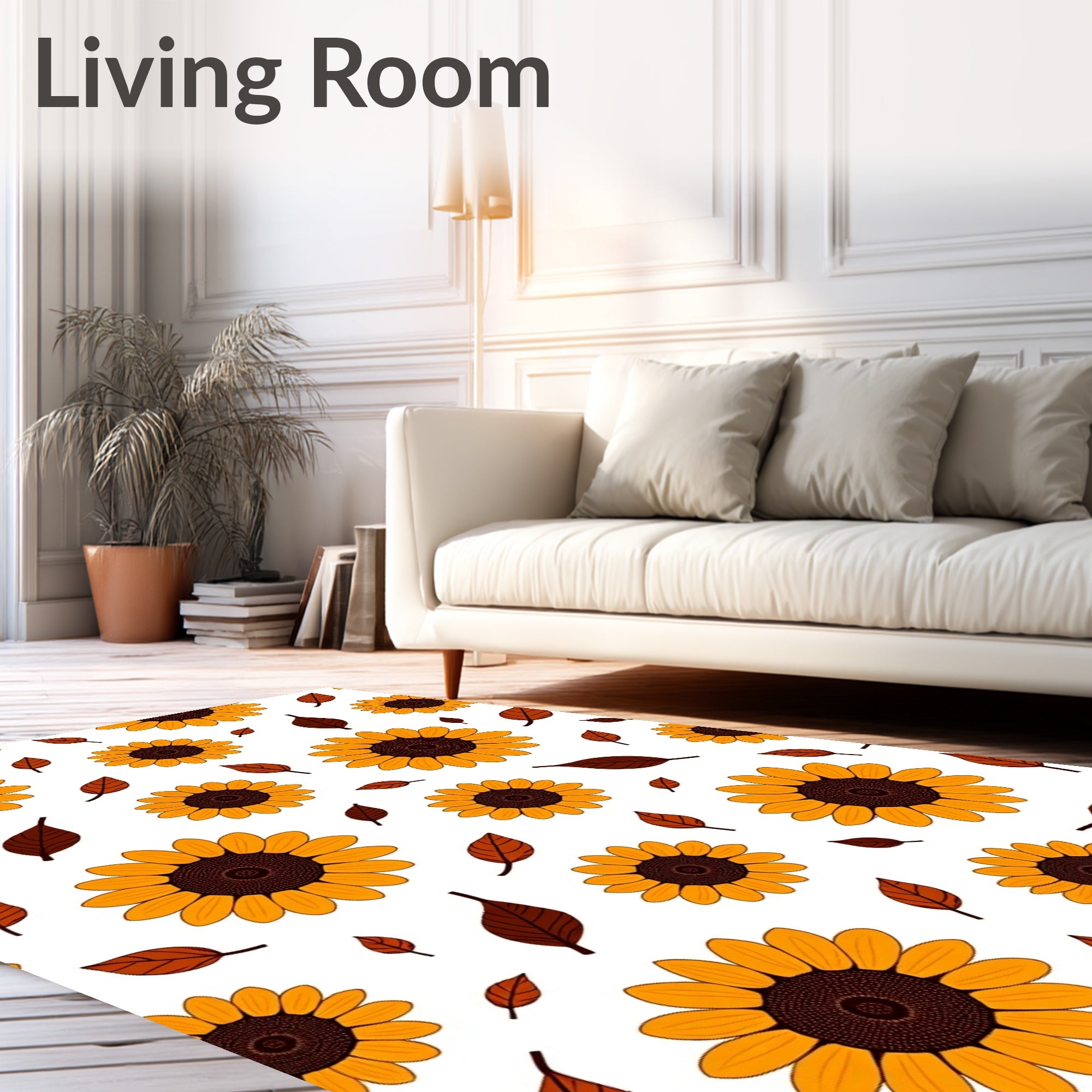 Golden Sunflower Pattern Design Rug