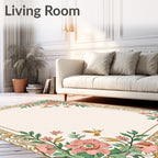 Floral Birds Border Design Rug