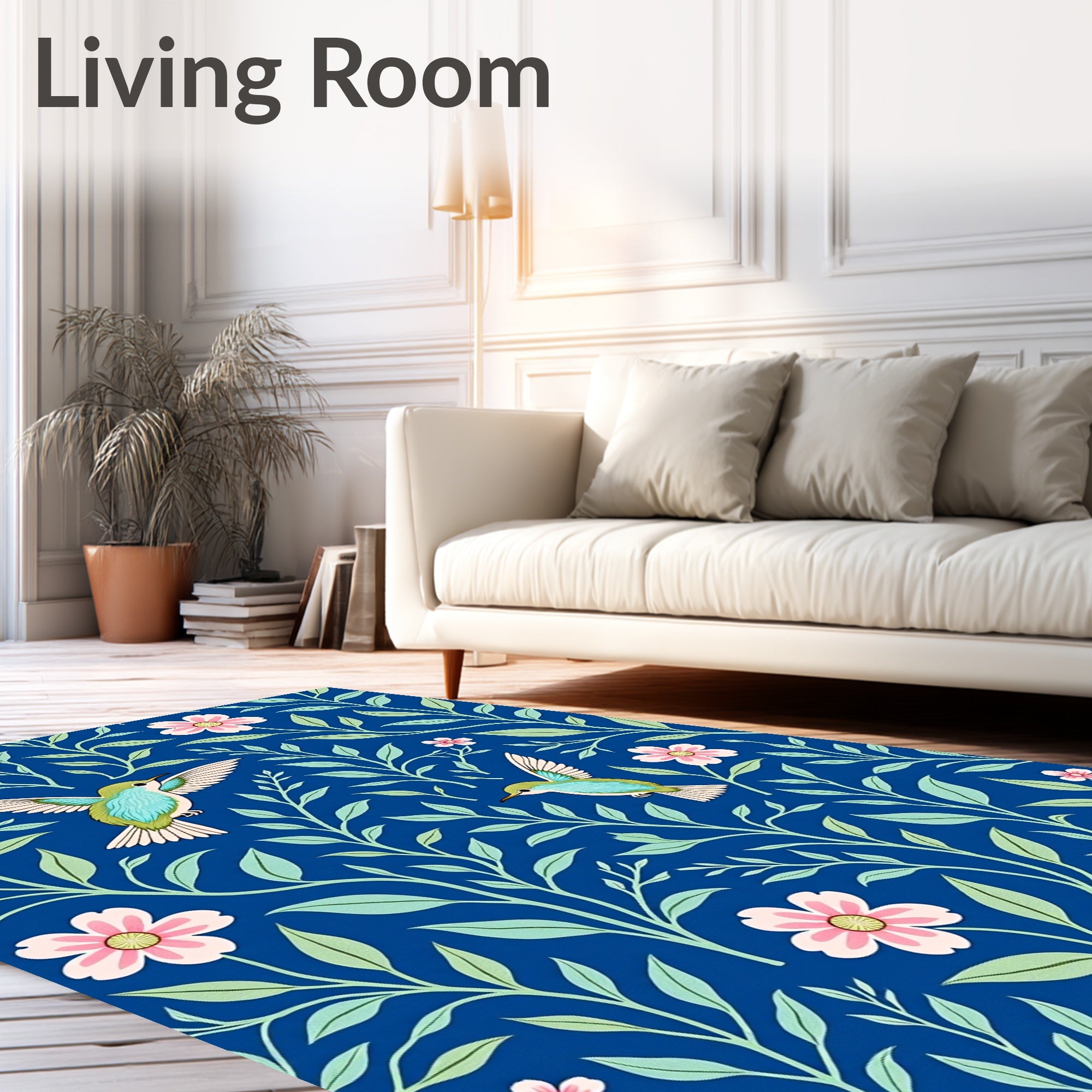 Birds and Floral Pattern Design Rug