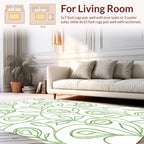 Green Swirl Floral Vine Pattern Rug