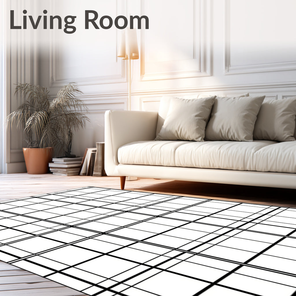 Bold Grid Pattern Modern Abstract Rug