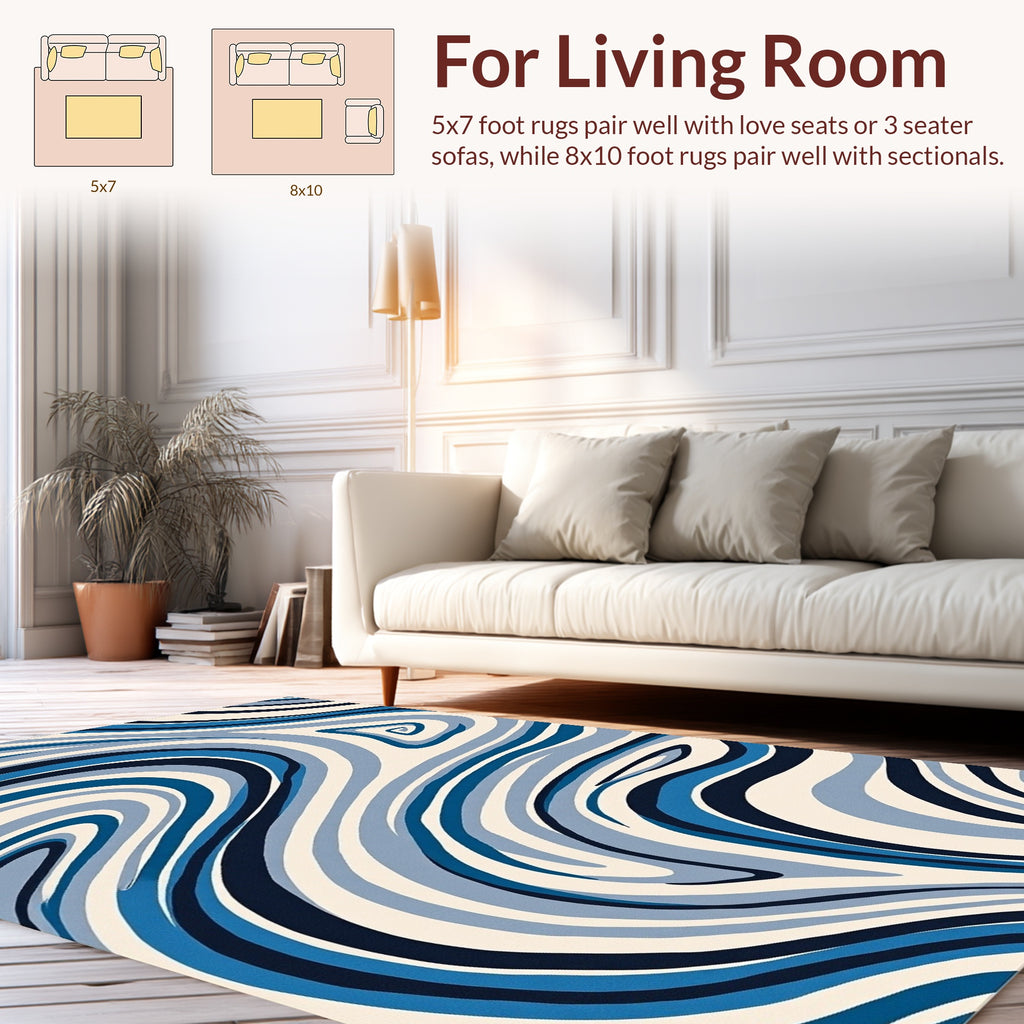 Cool Blue Swirl Pattern Rug