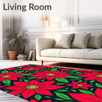 Bold Floral Pattern with Red Blooms Rug