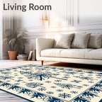 Navy Pine Tree Snowflake Pattern Rug