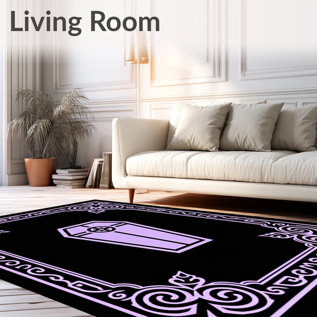 Lilac Coffin Floral Border Rug