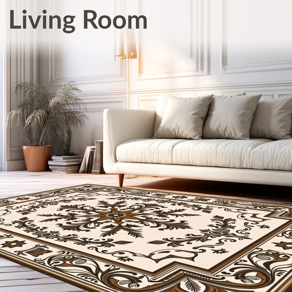Brown Floral Medallion Pattern Rug