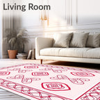Red Heart Shape Geometric Pattern Rug