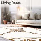 Brown Floral Sunburst Motif Rug