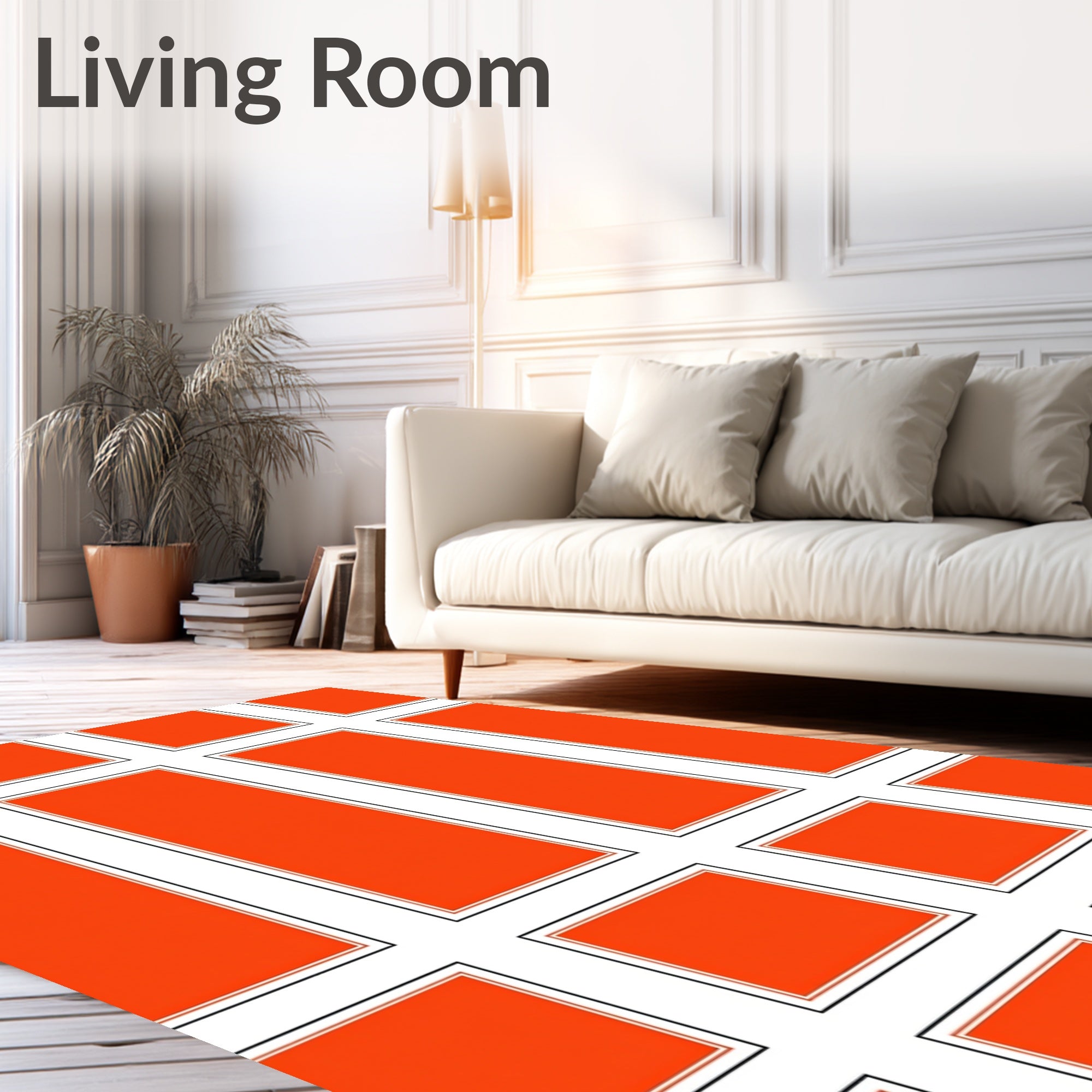 Bold Rectangular Grid Design Rug