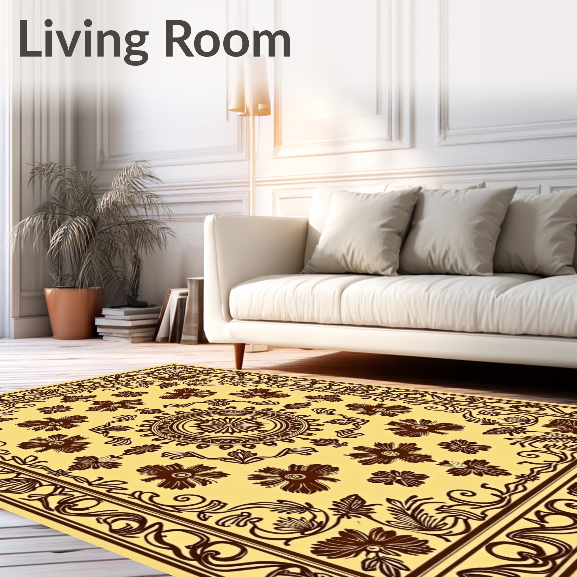 Ornate Floral Scrollwork Detailed Rug