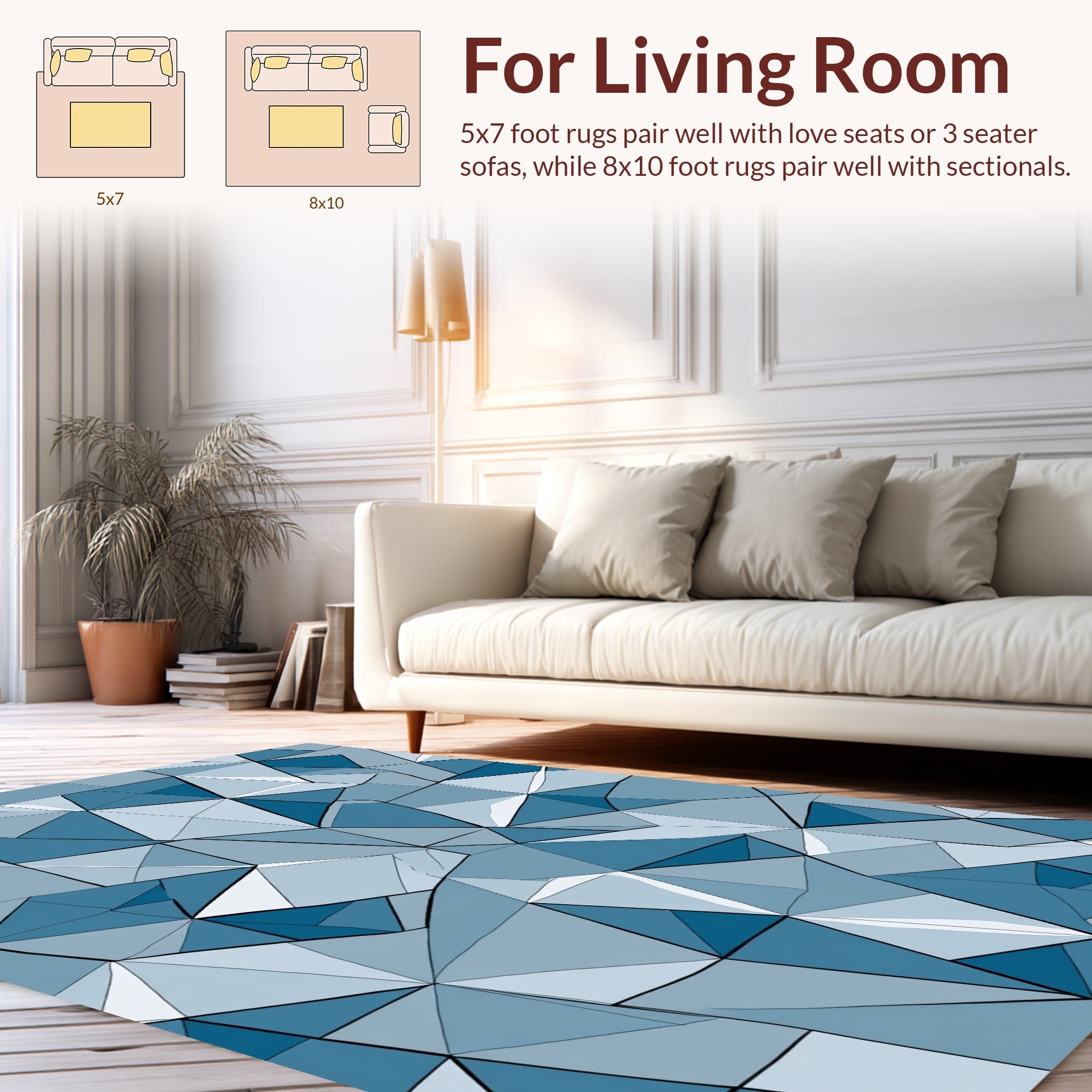 Blue Sharp Geometric Pattern Rug