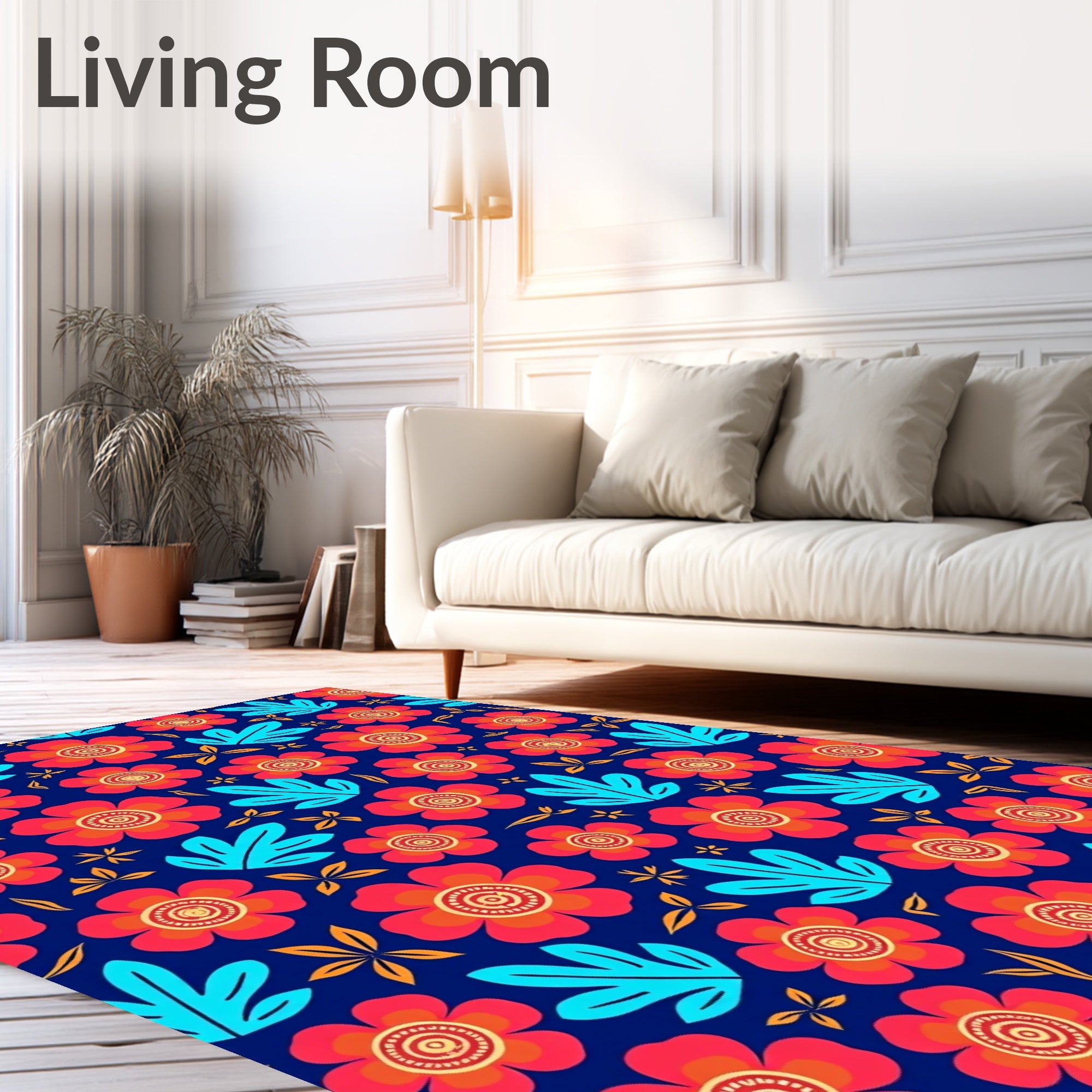 Vibrant Floral Pattern Design Rug