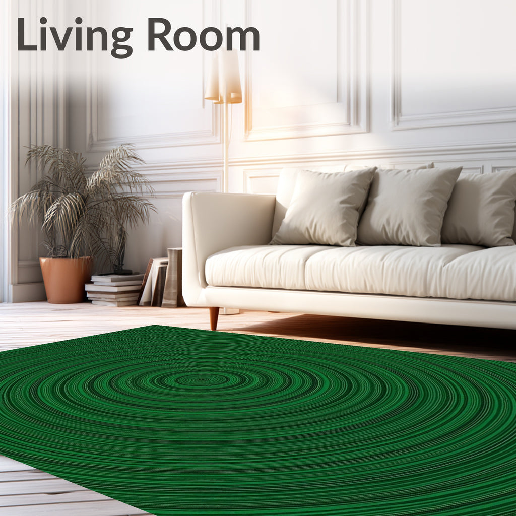 Green Concentric Circle Pattern Rug