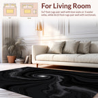 Dark Swirl Abstract Line Art Rug
