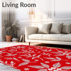 White Folklore Botanical Print Rug