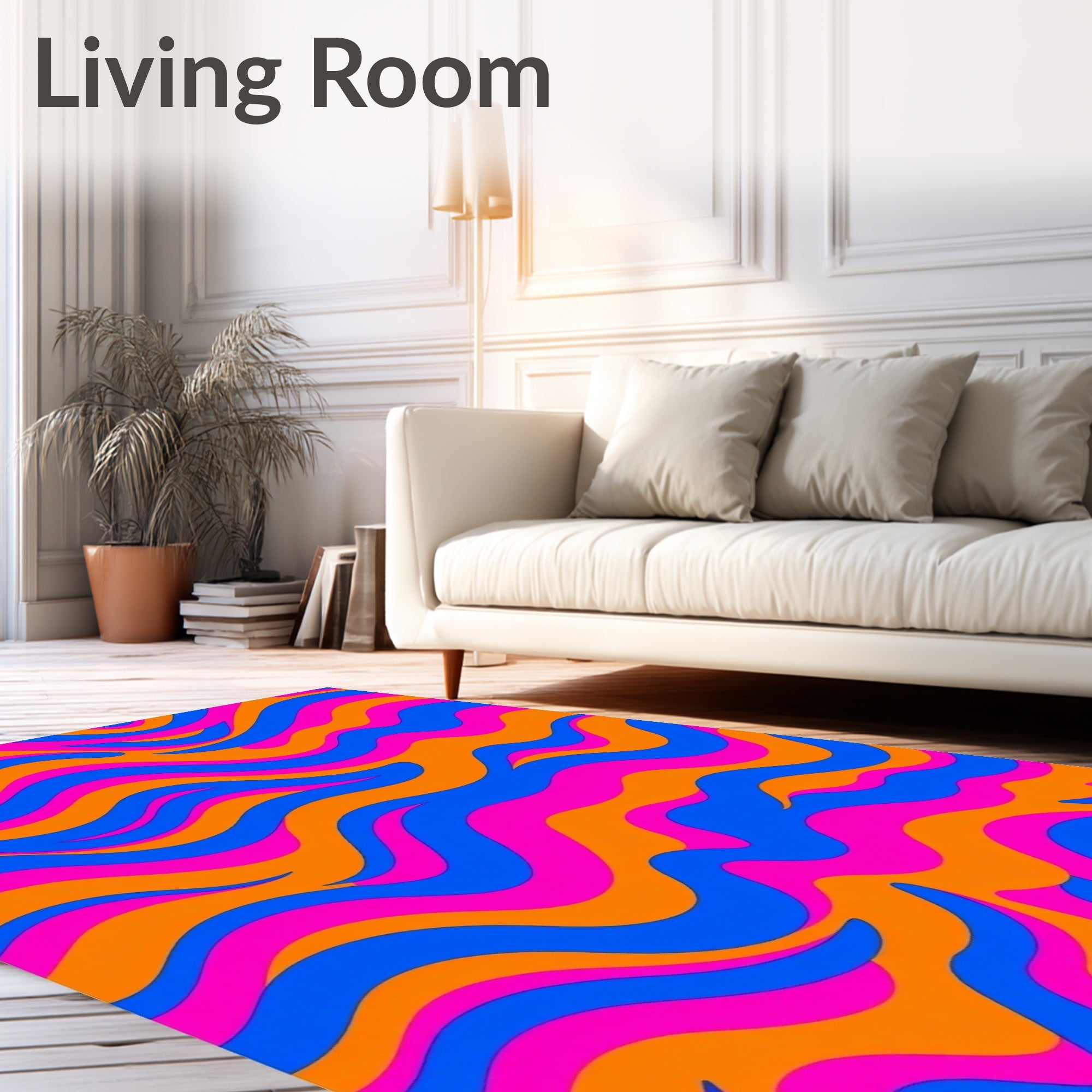 Retro Swirls Bold Color Pattern Rug