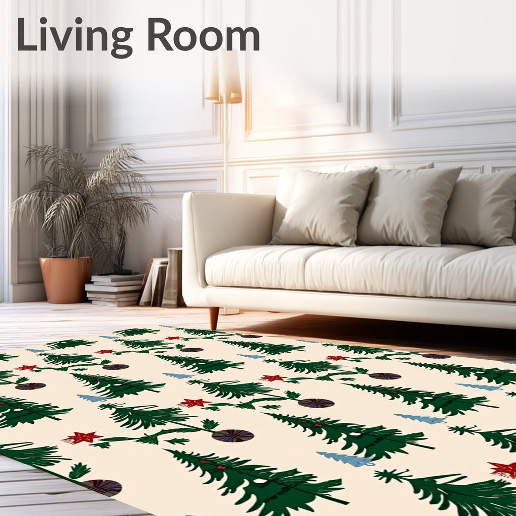 Evergreen Tree Holiday Floral Rug