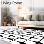 Abstract Black White Geometric Pattern Rug