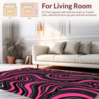 Bold Pink Black Swirl Pattern Rug