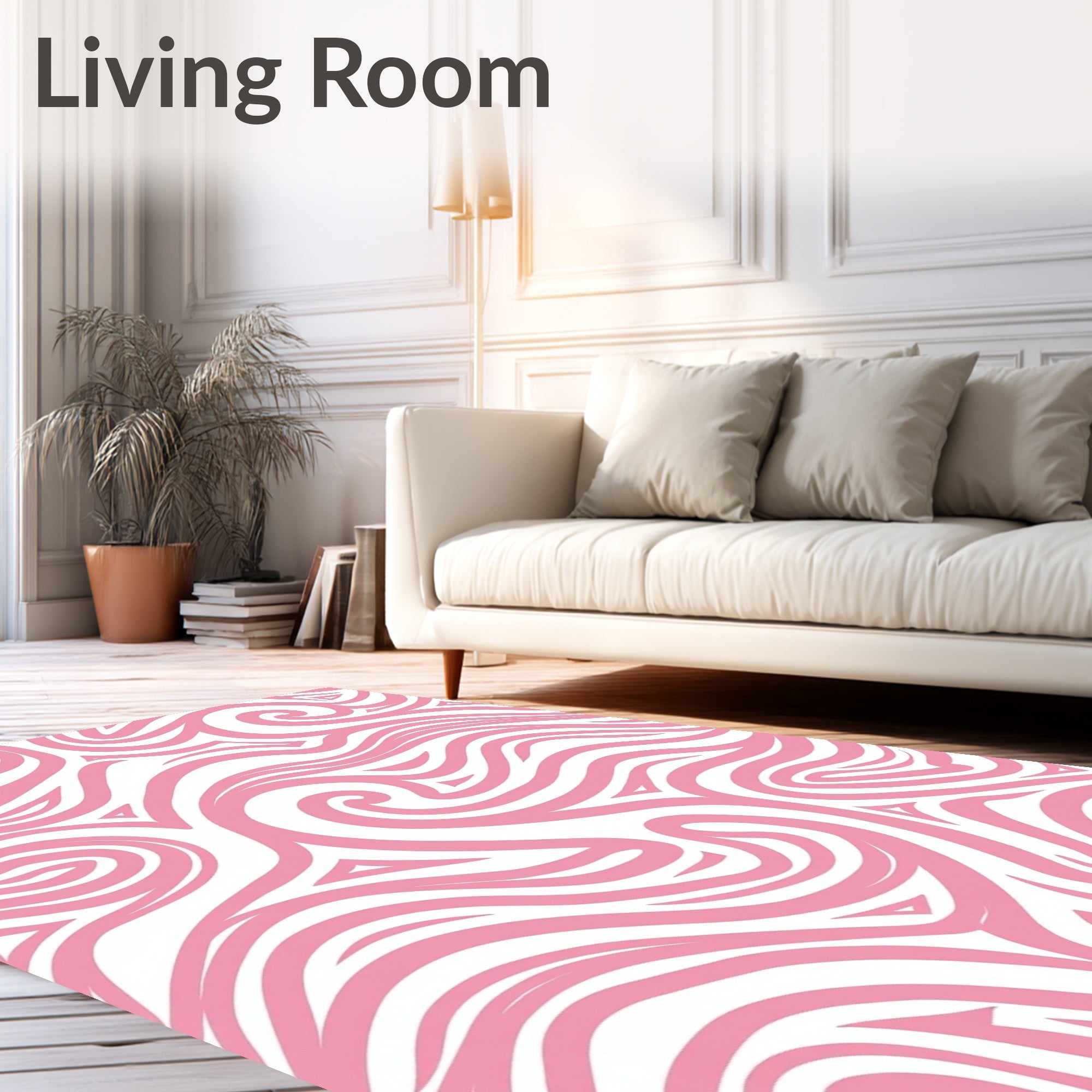 Soft Pink Swirling Abstract Curves Rug