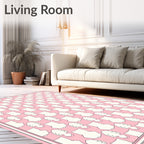 Pink White Geometric Repeating Pattern Rug