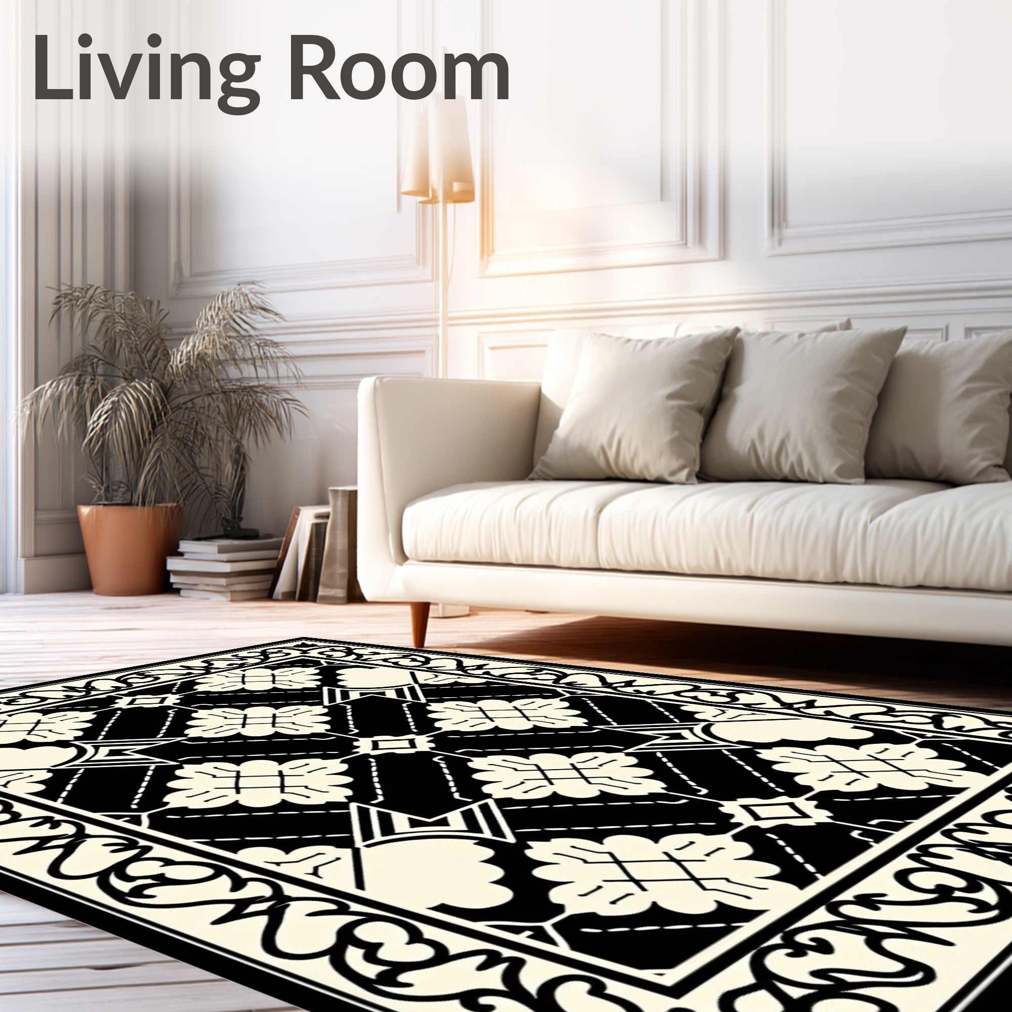 Contrast Floral Geometric Ornament Rug