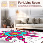 Vibrant Geometric Starburst Mandala Design Rug
