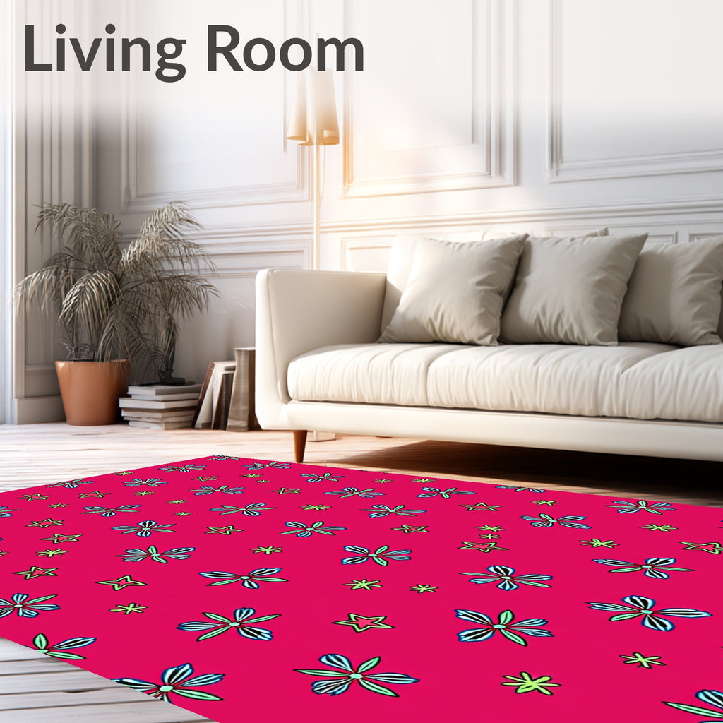 Playful Flower Star Pattern Rug