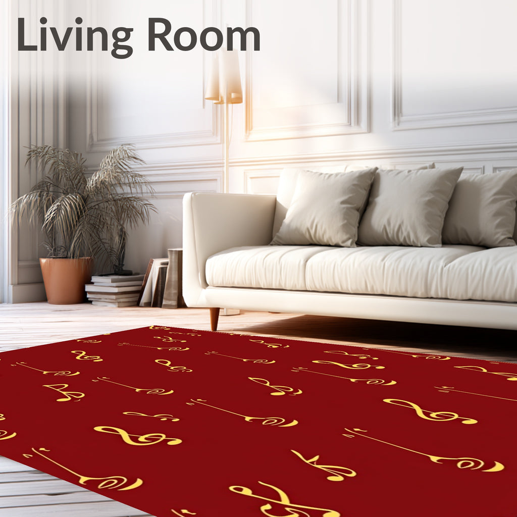 Golden Music Note Pattern Rug