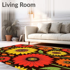 Bold Sunflower Leaf Pattern Rug