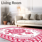 Bold Pink Geometric Floral Design Rug