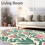 Floral vine pattern in pink and green Rug