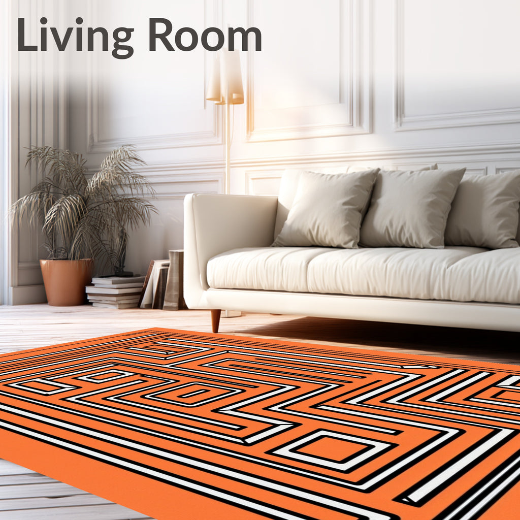 Bold Geometric Maze Pattern Rug