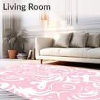 Pink White Swirling Pattern Rug