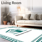 Green Paw Print Doghouse Design Rug