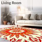Fiery Red Yellow Floral Mandala Rug