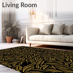 Golden Leafy Animals Pattern Rug