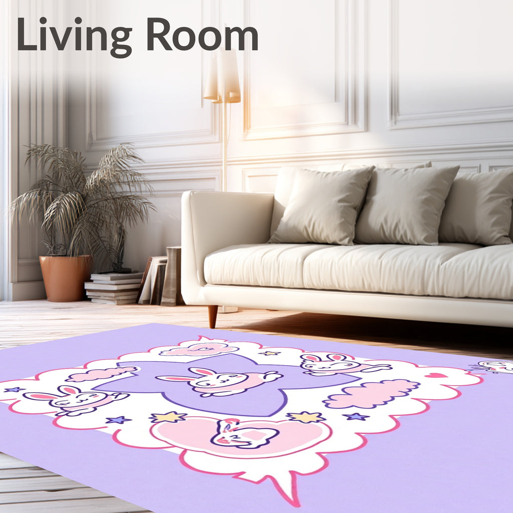 Cute Bunny Star Cloud Design Rug