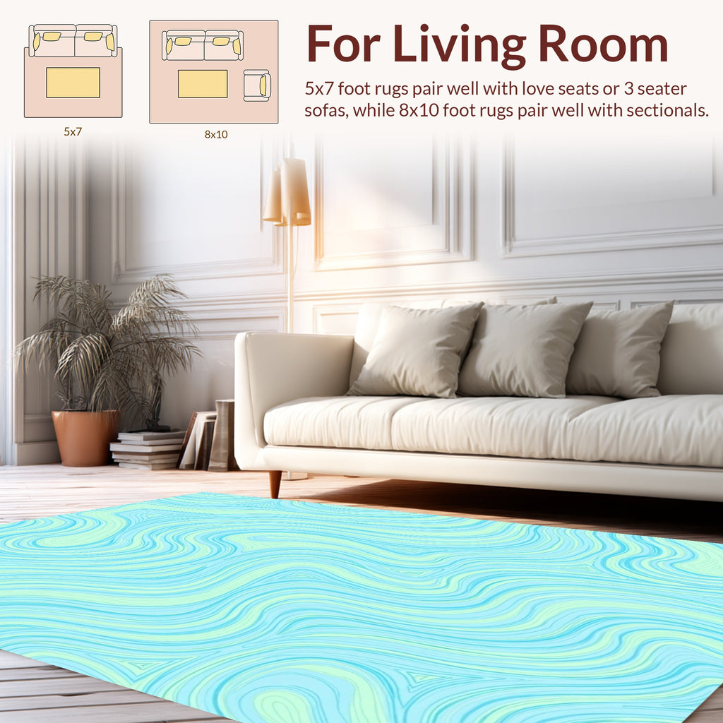 Abstract Swirls Of Light Blue Rug