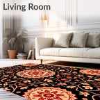 Crimson Abstract Floral Medallion Rug
